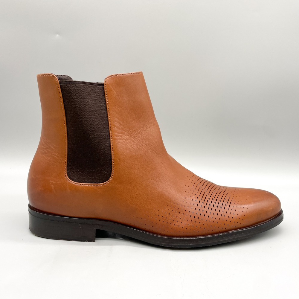 Cole Haan Mens 11.5 M Washington Grand Laser Chelsea Boots British Tan Leather